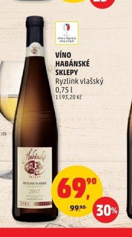 VÍNO HABÁNSKÉ SKLEPY Ryzlink vlašský 0,75 l