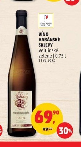 VÍNO HABÁNSKÉ SKLEPY Veltlínské zelené 0,75 l