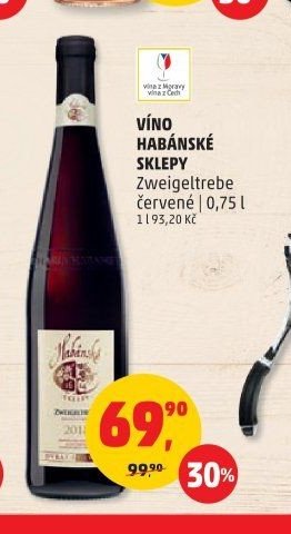 VÍNO HABÁNSKÉ SKLEPY Zweigeltrebe červené 0,75 l
