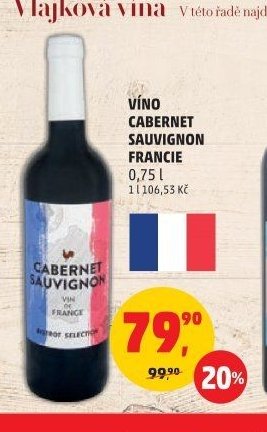 VÍNO CABERNET SAUVIGNON FRANCIE 0,75 l