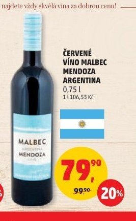 ČERVENÉ VÍNO MALBEC MENDOZA ARGENTINA 0,75 l
