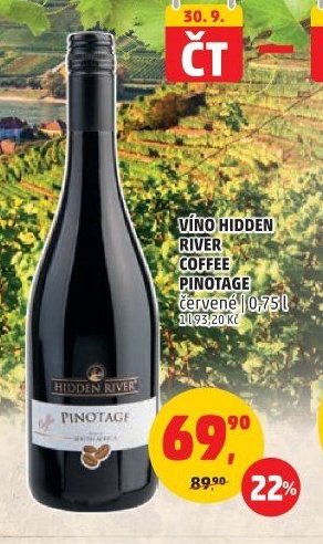 VÍNO HIDDEN RIVER COFFEE PINOTAGE červené 0,75 l