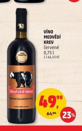 VÍNO MEDVĚDÍ KREV červené 0,75 l