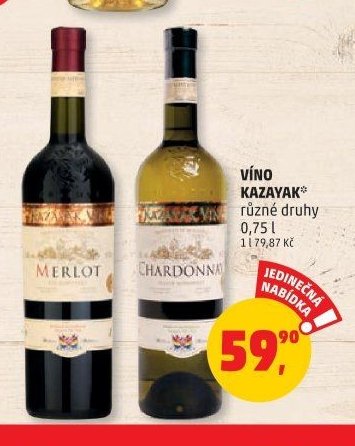 VÍNO KAZAYAK různé druhy 0,75 l