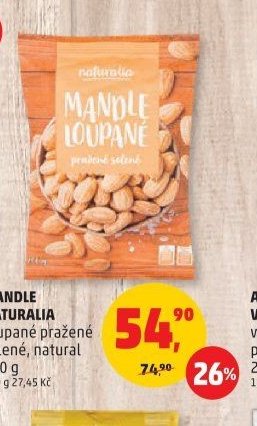 MANDLE NATURALIA loupané pražené solené, natural