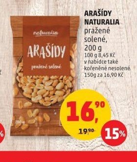 ARAŠÍDY NATURALIA pražené solené