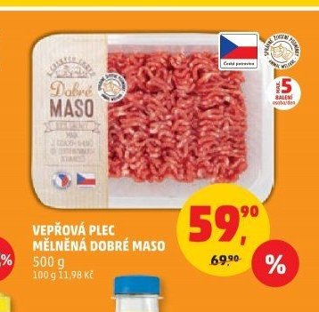 VEPŘOVÁ PLEC MĚLNĚNÁ DOBRÉ MASO