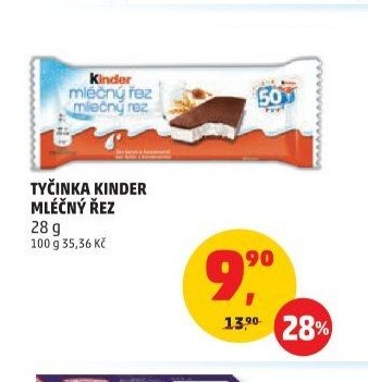 Tyčinka Kinder Mléčný řez