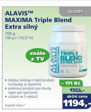 Doplněk stravy na klouby Maxima Triple Blend Alavis