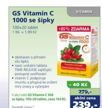 Doplněk stravy Vitamin C 1000 se šípky GS