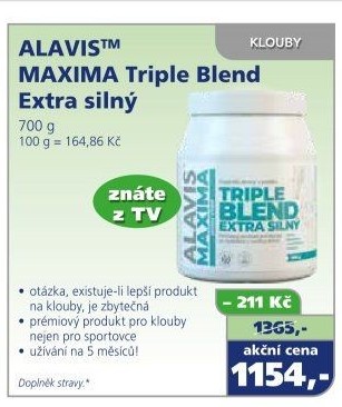Doplněk stravy na klouby Maxima Triple Blend Alavis