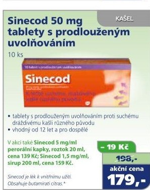 Tablety proti kašli Sinecod
