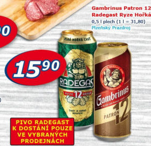 Pivo světlý ležák 12° Patron Gambrinus