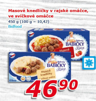 Knedlíčky masové v rajské omáčce mražené Dobroty babičky Kláry