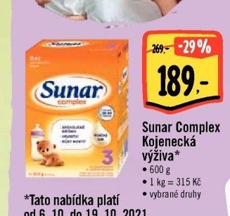 Kojenecké mléko Sunar Complex