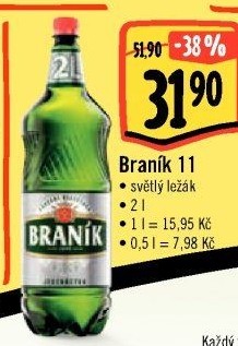 Pivo světlý ležák 11° Jedenáctka Braník