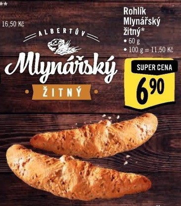 Rohlík Mlynářský žitný Albert