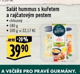 Salát Hummus s kuřetem a rajčatovým pestem s proteiny Albert Fresh Bistro