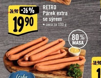Párky extra se sýrem Albert Retro