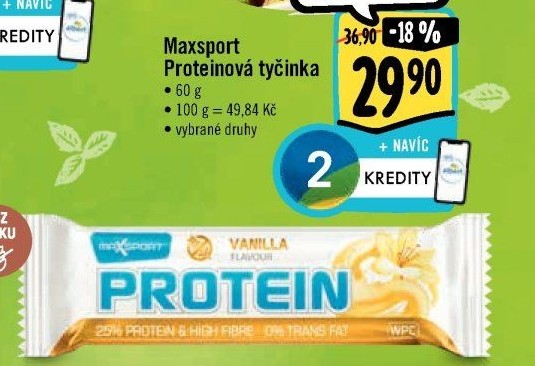 Proteinová tyčinka bez lepku Protein Maxsport