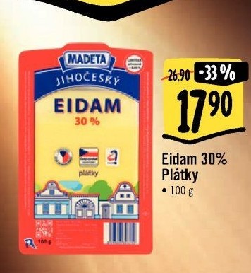 Sýr Eidam Jihočeský 30% Madeta