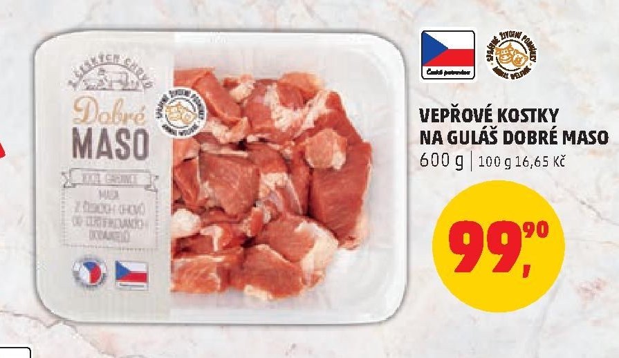 VEPŘOVÉ KOSTKY NA GULÁŠ DOBRÉ MASO