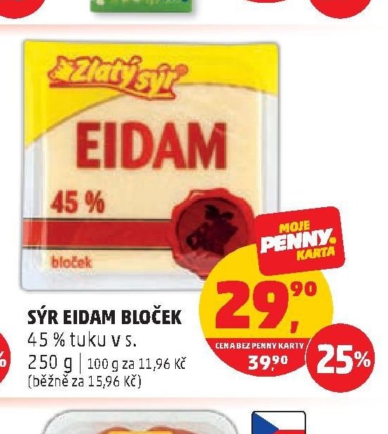 Sýr Eidam Bloček 45 % tuku v s. 250 g