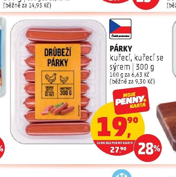 Párky kuřecí, kuřecí se sýrem 300 g