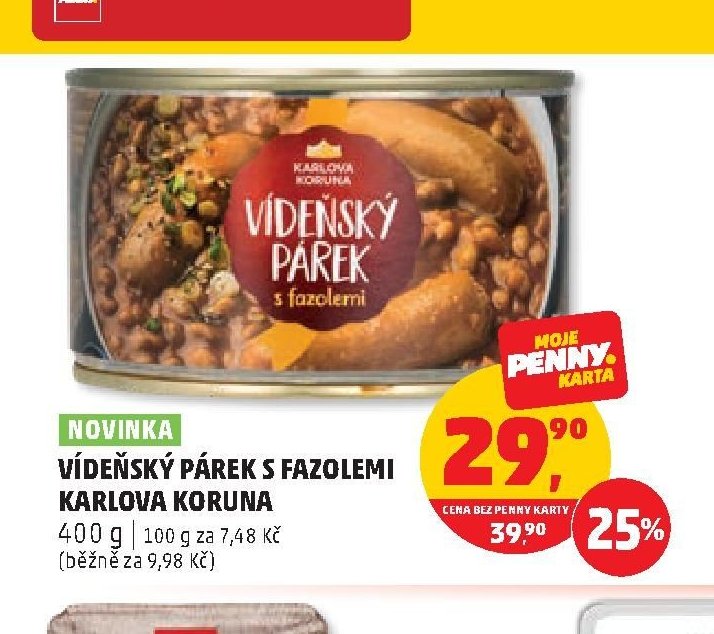 Vídeňský párek s fazolemi Karlova Koruna