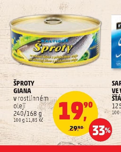 ŠPROTY GIANA v rostlinném oleji 240/168 g