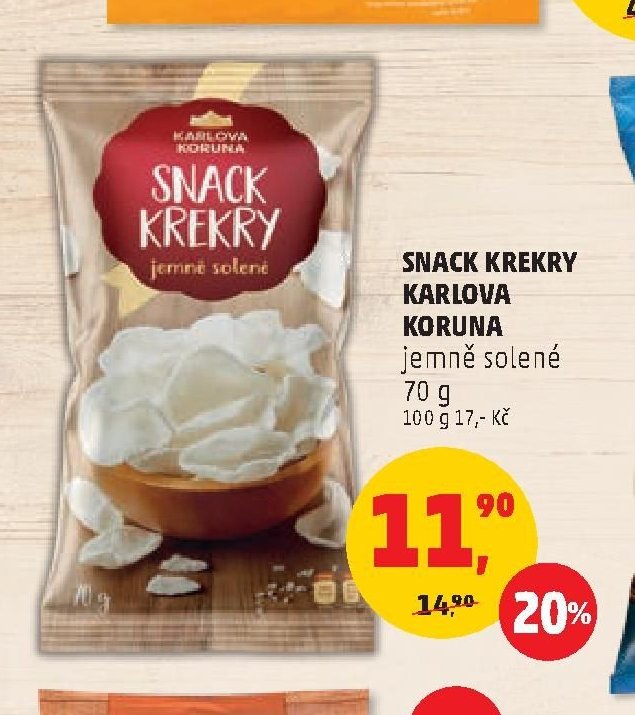 Snack Krekry Karlova Koruna jemně solené