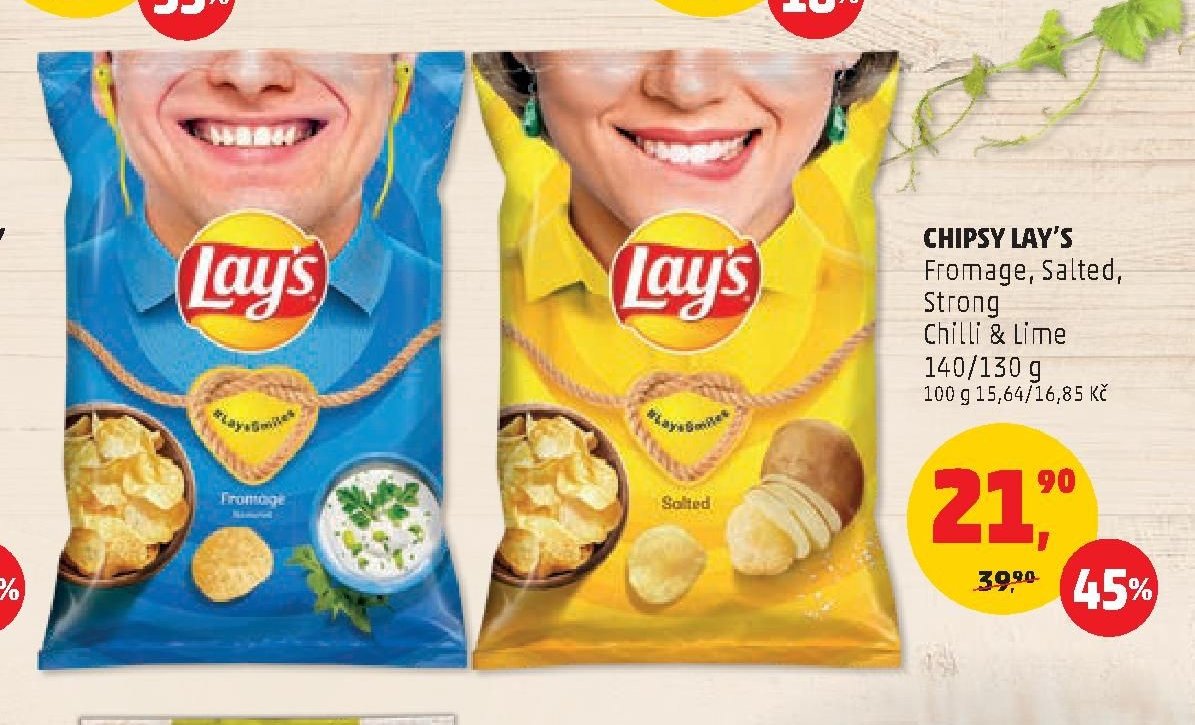 Chipsy Lay's Fromage, Salted, Strong Chilli & Lime