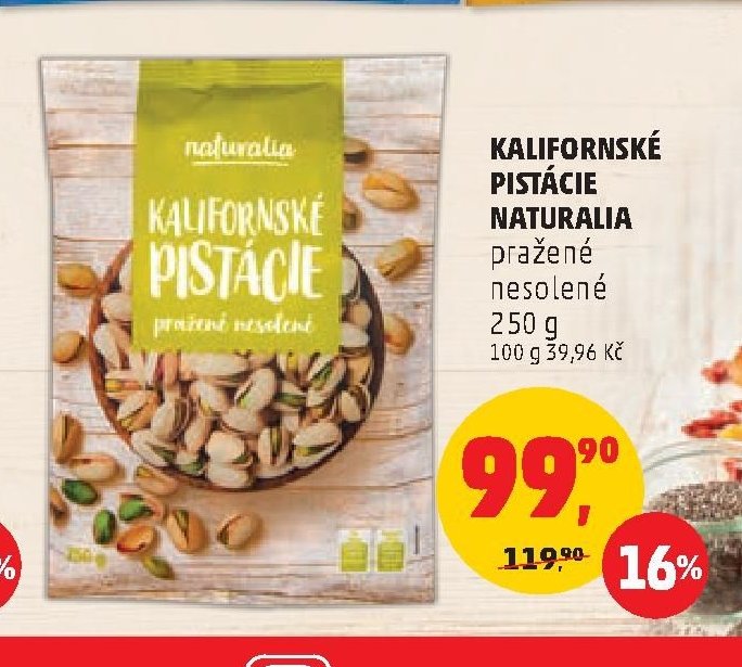 Kalifornské pistácie Naturalia pražené nesolené