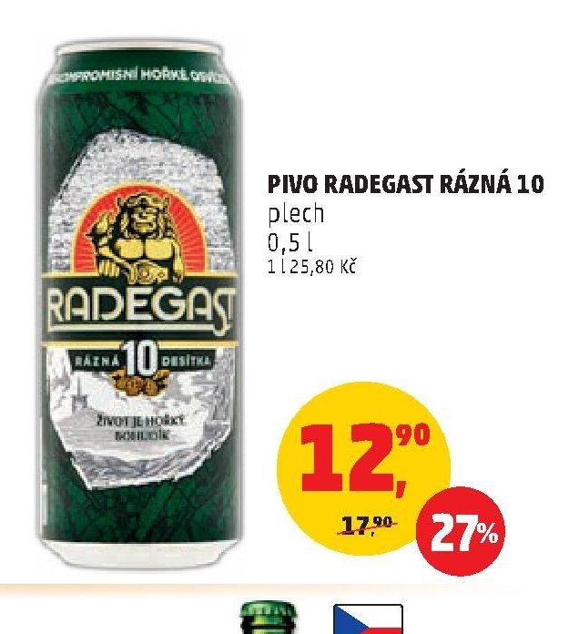 PIVO RADEGAST RÁZNÁ 10 plech 0,5 l