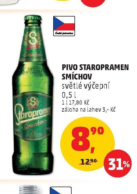 PIVO STAROPRAMEN SMÍCHOV světlé výčepní 0,5 l