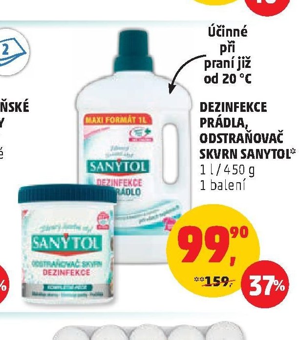 Dezinfekce prádla, odstraňovač skvrn Sanytol