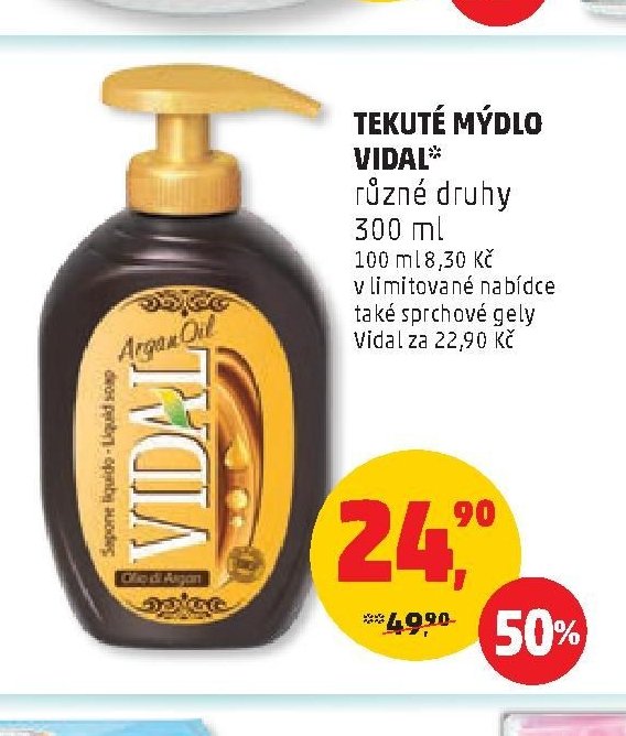 Tekuté mýdlo Vidal různé druhy