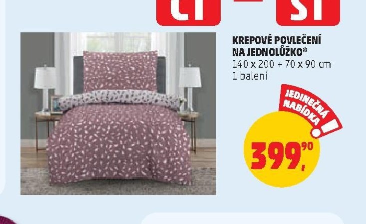 KREPOVÉ POVLEČENÍ NA JEDNOLŮŽKO