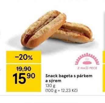 Snack bageta s párkem a sýrem