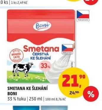 Smetana ke šlehání Boni