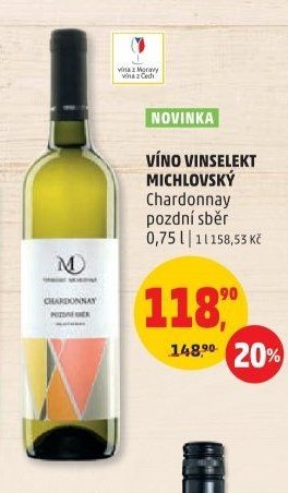 VÍNO VINSELEKT MICHLOVSKÝ Chardonnay pozdní sběr