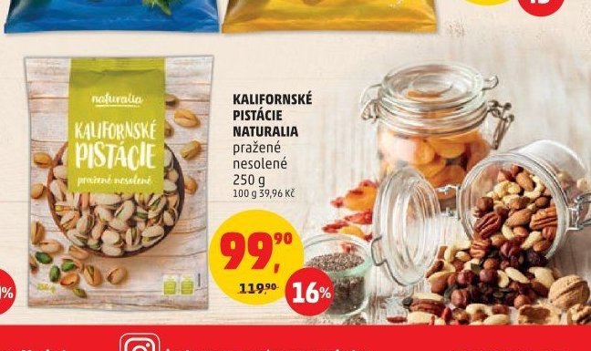 Kalifornské pistácie Naturalia pražené nesolené