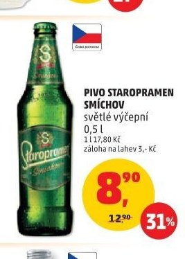 PIVO STAROPRAMEN SMÍCHOV světlé výčepní 0,5 l