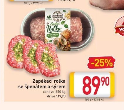 Zapékací rolka se špenátem a sýrem