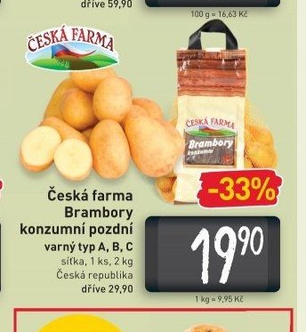Česká farma Brambory konzumní pozdní