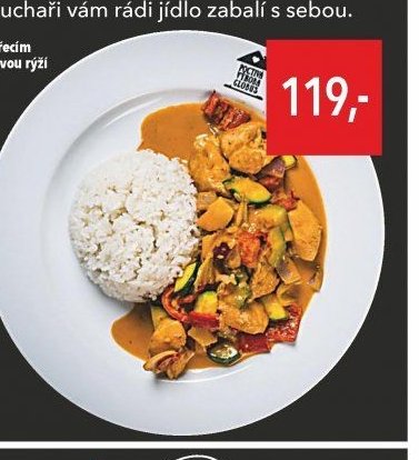 Červené kari s kuřecím masem a jasmínovou rýží 150 g