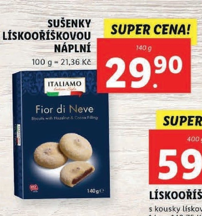 Italiamo Sušenky s lískooříškovou náplní