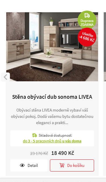 Stěna obývací dub sonoma LIVEA - Jamall akcniletaky.com