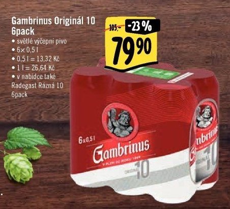 Gambrinus Originál 10 6pack
