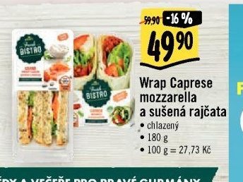 Wrap Caprese mozzarella a sušená rajčata